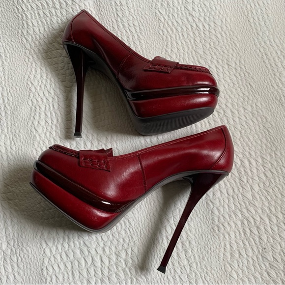 Carvela Oxblood Leather Platform High Heels Loafer Stilettos EU38 UK5 - Picture 11 of 14